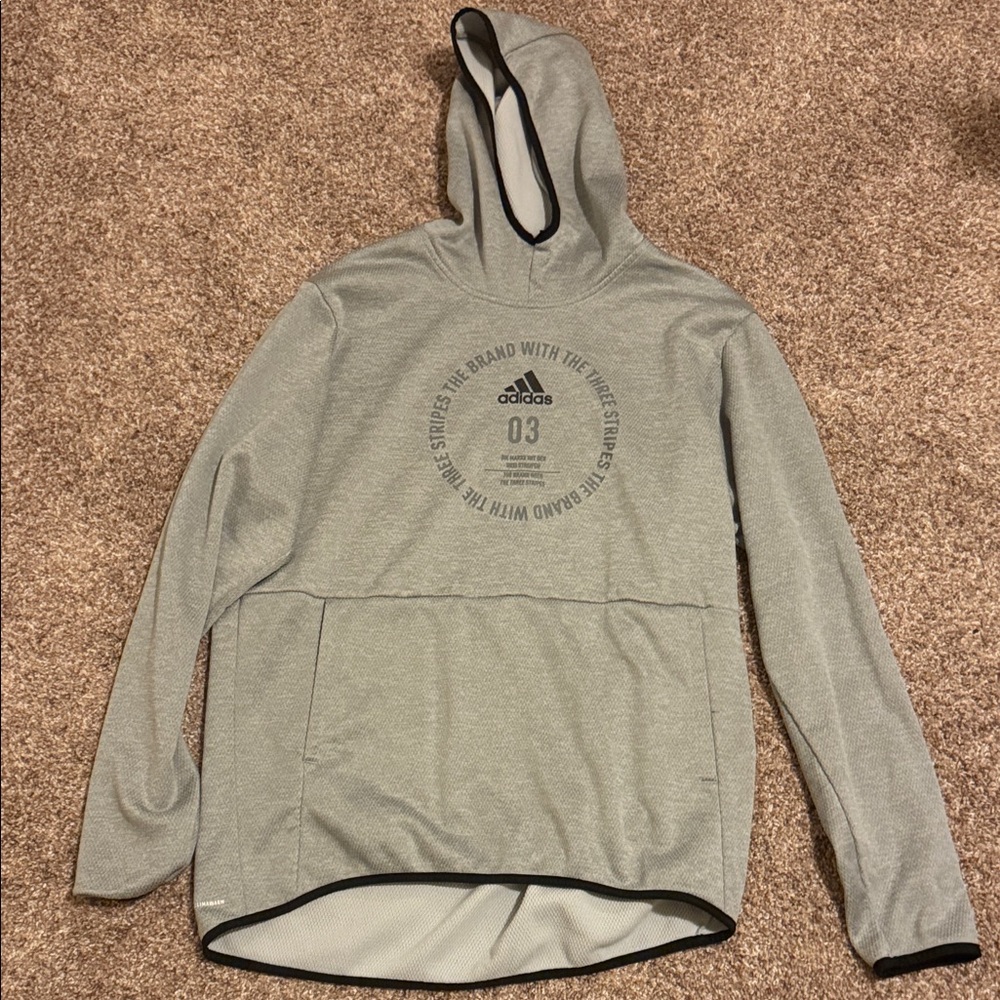 Adidas Heather Gray Hoodie with Logo L